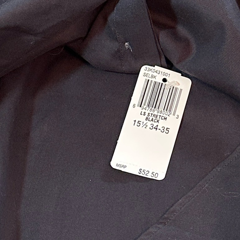 Calvin Klein Long Sleeve Black Cotton Shirt 15.5 34/35 NWT - Picture 11 of 14